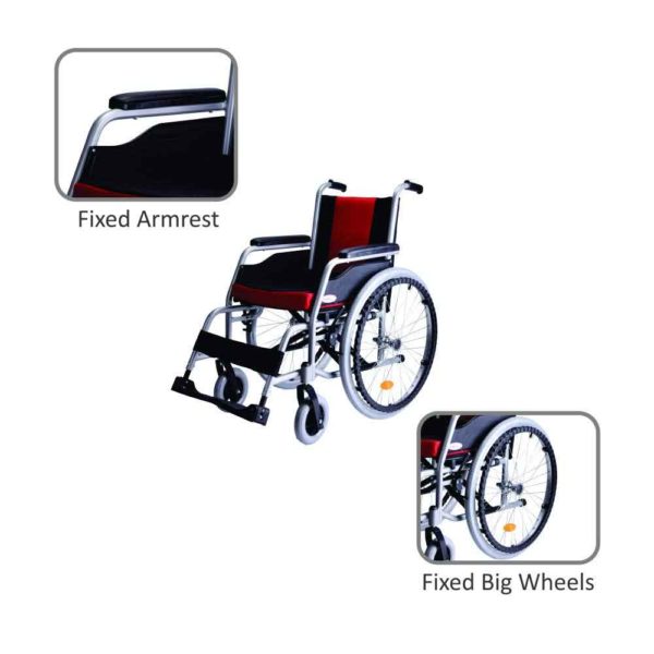 Vissco Superio Aluminium Wheelchair With Fix Wheels and Plastic Rim