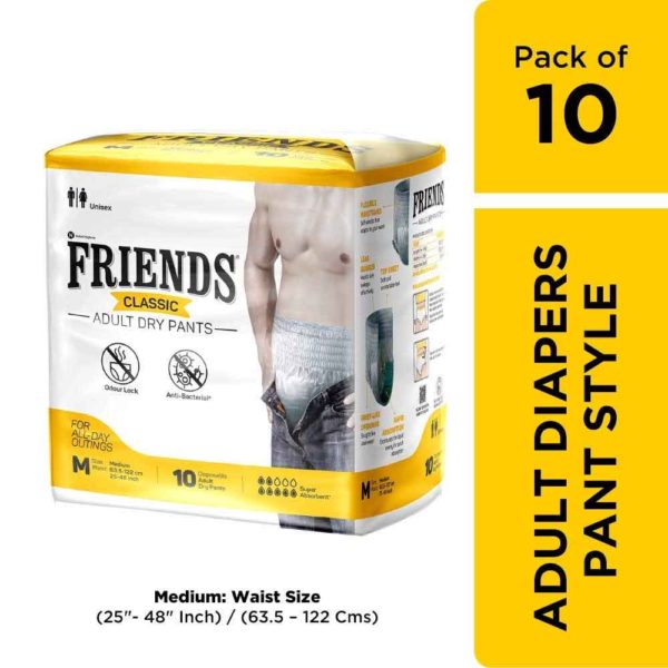 FRIENDS CLASSIC Adult Dry Pants - Medium (10 Pieces) Adult Diapers - M -  Buy 10 FRIENDS CLASSIC Adult Diapers | Flipkart.com
