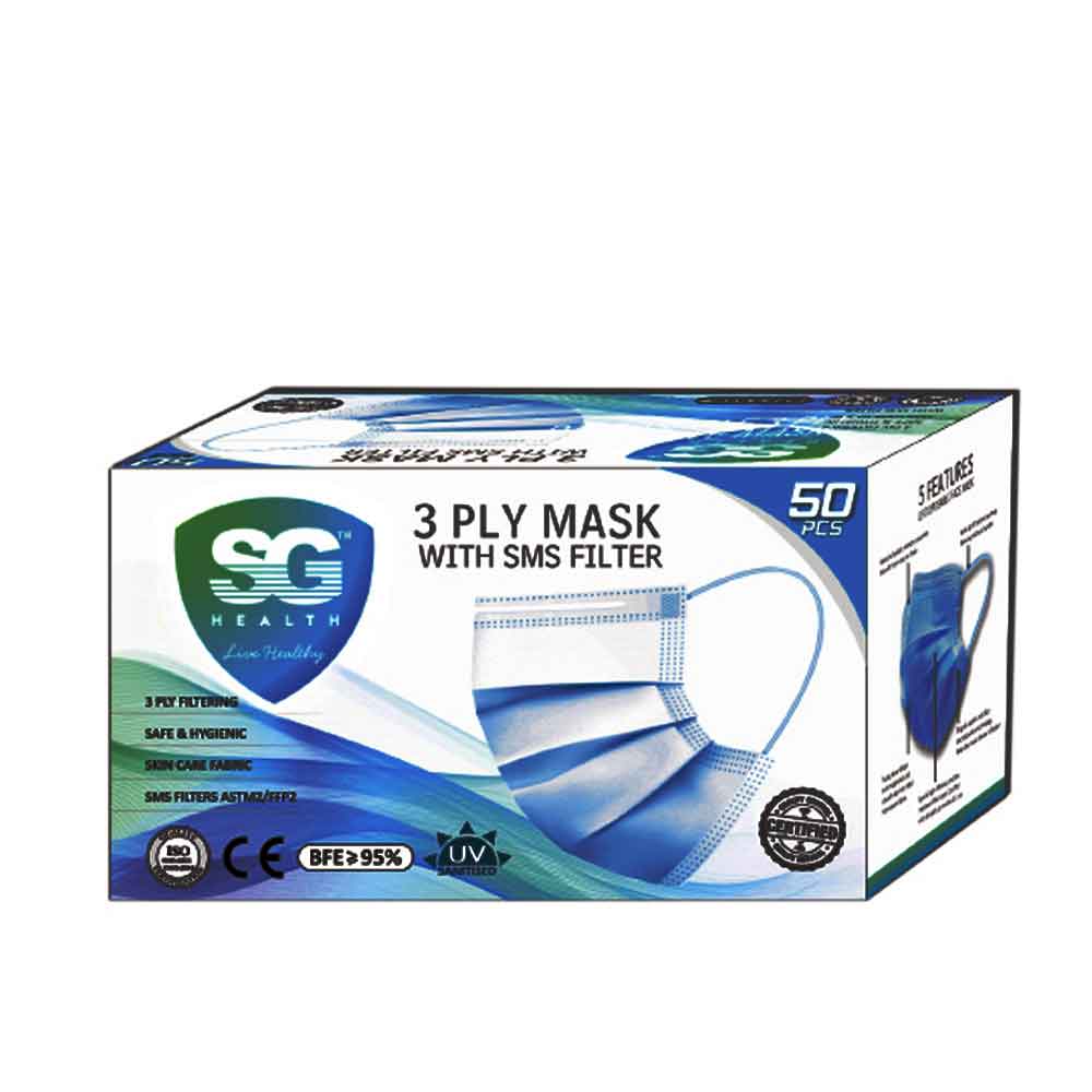 Buy SG Health 3 Ply Mask Face Masks Anti Dust Anti Pollution 3 Filter